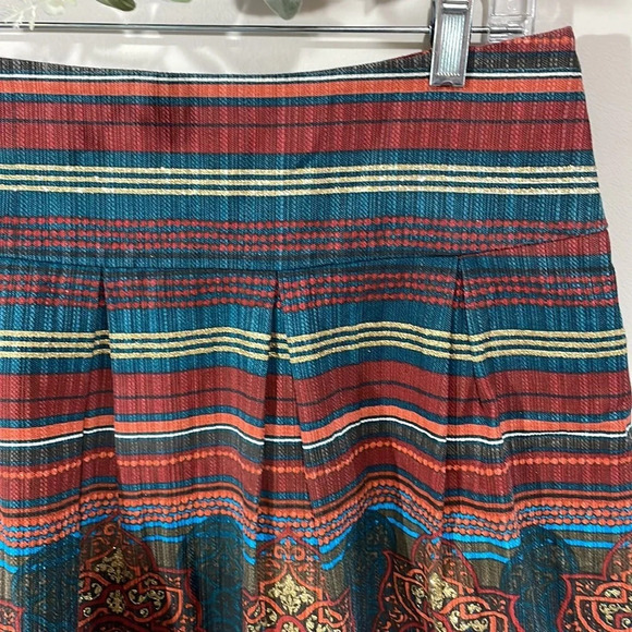 Kenzie Girl Linen Blend Pleated Skirt Pom Pom Hem Detail 5 - Picture 3 of 16